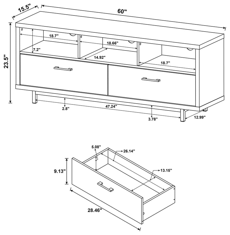 Casey 2-drawer Engineered Wood 60-inch TV Stand Cappuccino by Unique Piece Furniture