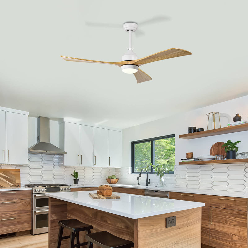 52" Solid Wood Blades Ceiling Fan with Lights and Remote Control by HouseOfZazla