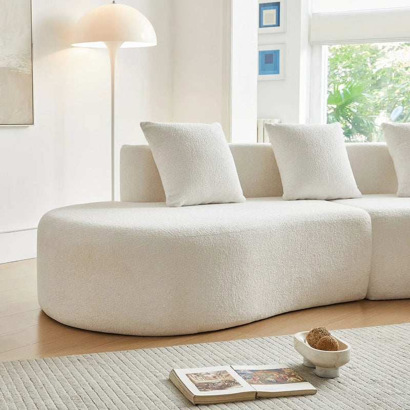 Curved Boneless Couch, Half Moon Sofa, 5 Seat Couch With High Density Foam Filled For Living Room - White by HouseOfZazla