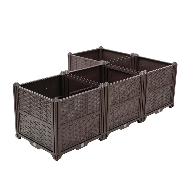 Indoor / Outdoor Rectangular Plastic Planting Box Kit For Vegetables, Herbs, Flowers & Succulents, Coffee, Polypropylene, 62.80" - Coffee by HouseOfZazla