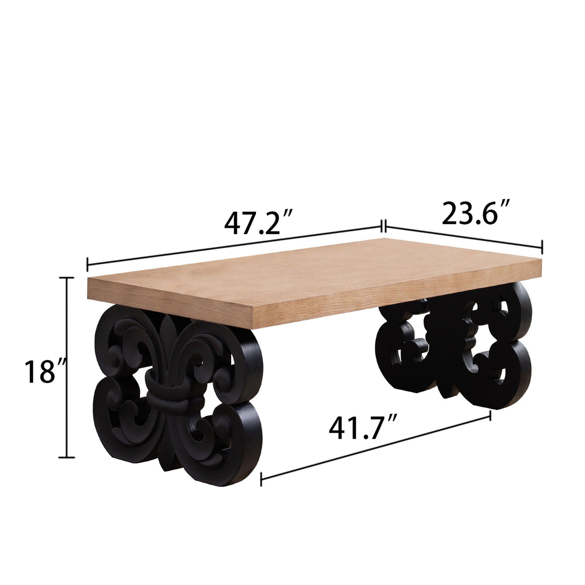 Ornate Scroll Base Coffee Table with Rectangular Top – Black or White, photo 6 of 8