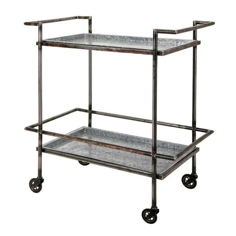 Percy Galvanized Metal Bar Cart - Gray by HouseOfZazla