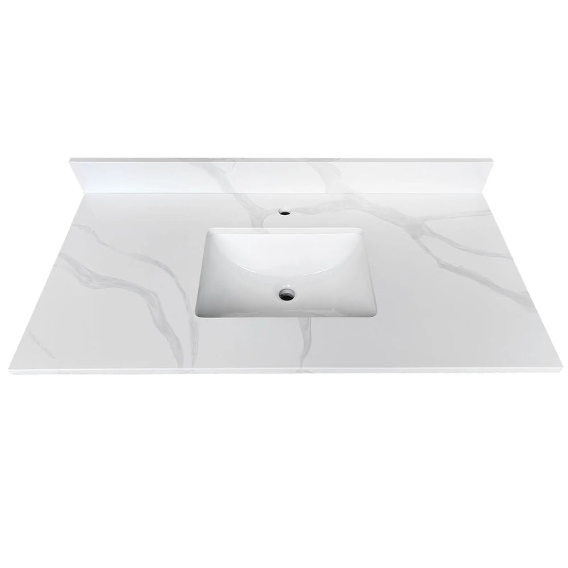 43-inch Quartz Bathroom Vanity Top with Undermount Single Bowl Sink by HouseOfZazla