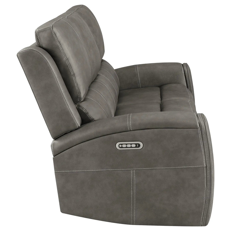 Brickston Triple Power Reclining Sofa Charcoal by Unique Piece Furniture