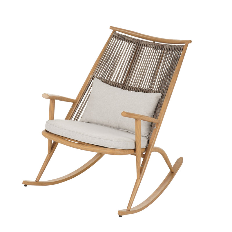 Coordinated Rocking Chair & Concrete-Acacia Side Table Set - Light Gray, photo 6 of 10
