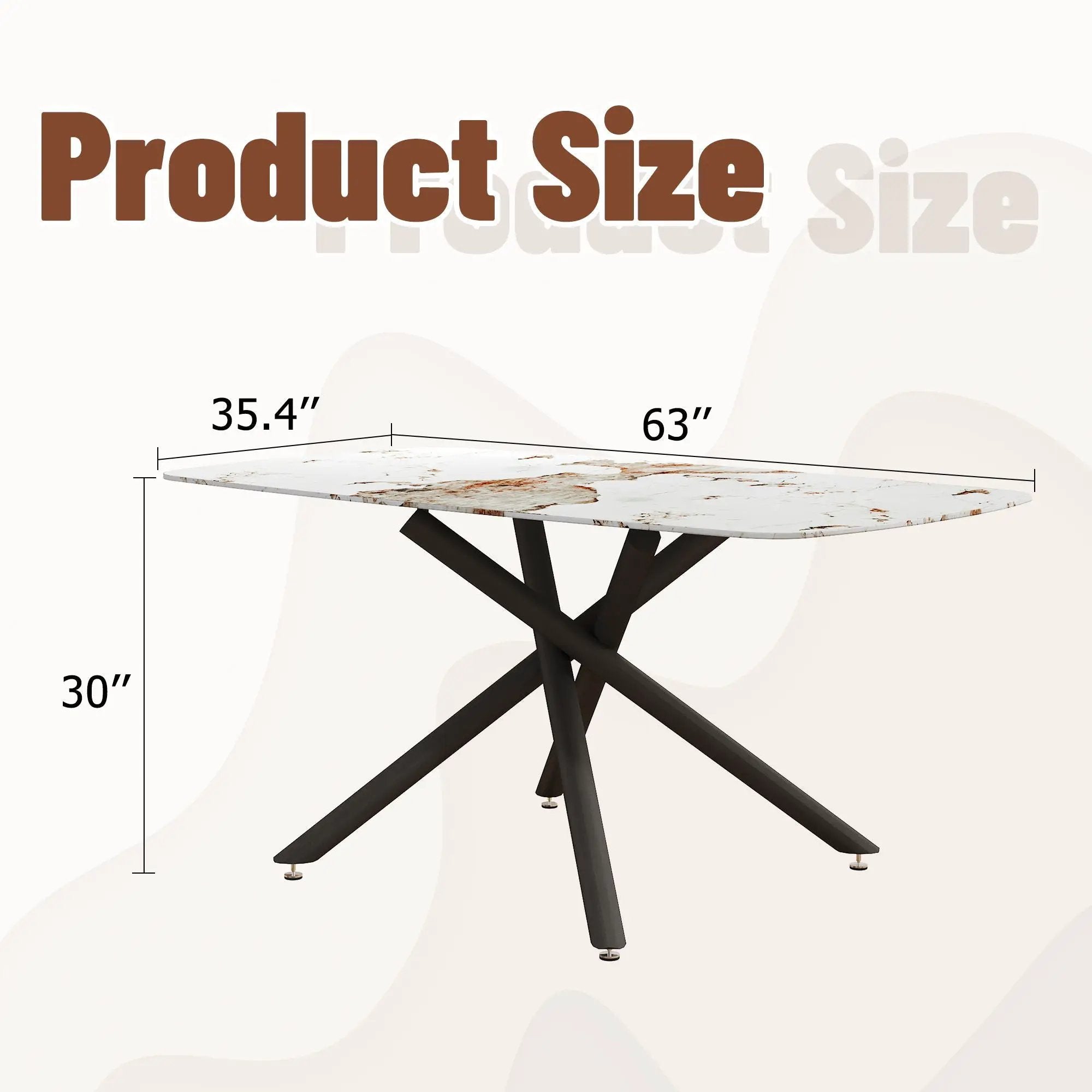 Luxurious Marble Patterned Dining Table With Metal Fork Legs by Unique Piece Furniture