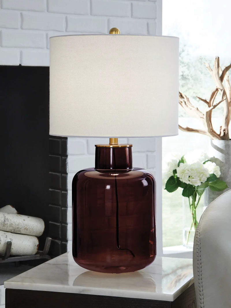 Mette - Glass Table Lamp - Brown / Gold Finish by Unique Piece Furniture