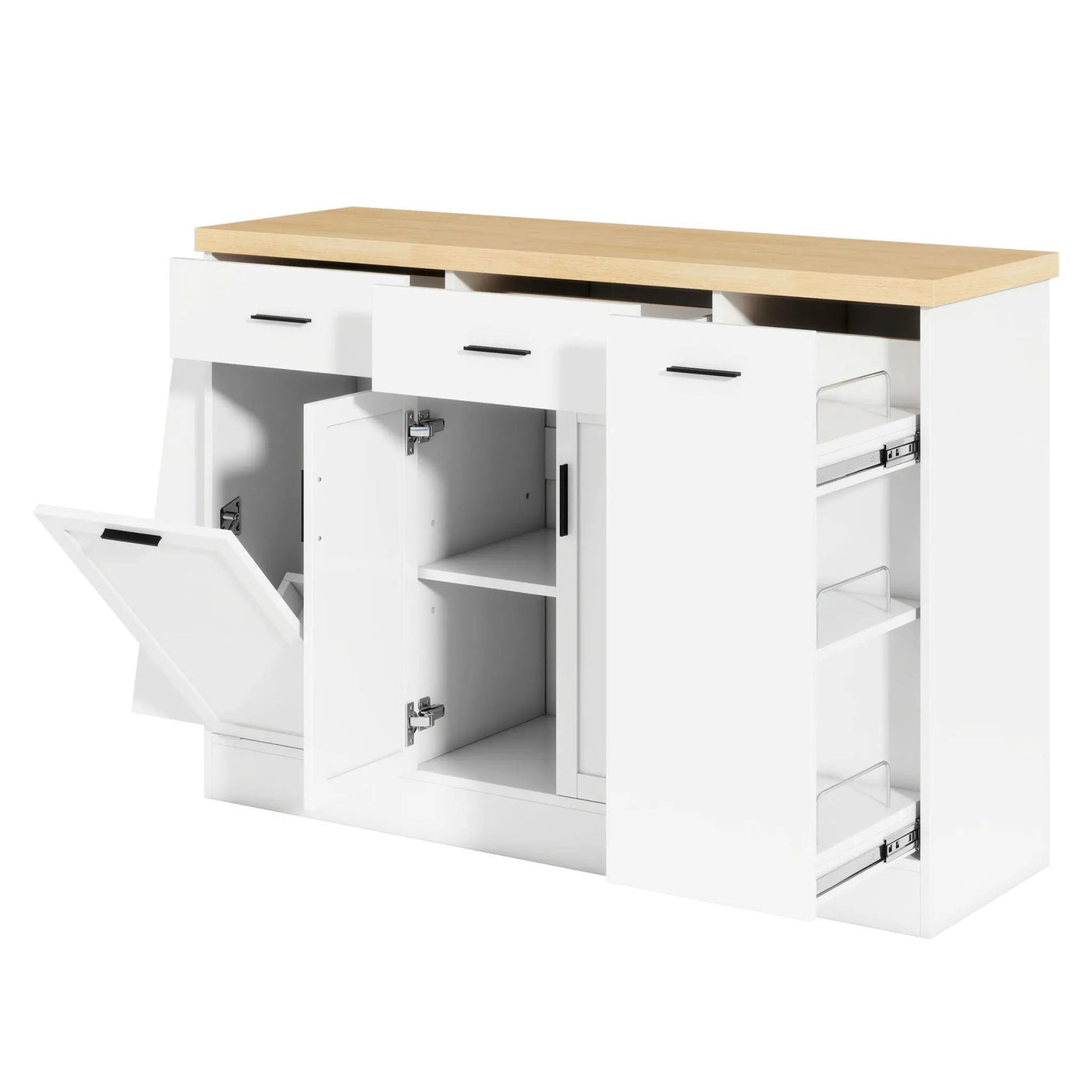 Kitchen Sideboard With Sliding Door Cabinet, 3 Tier Spice Rack by HouseOfZazla