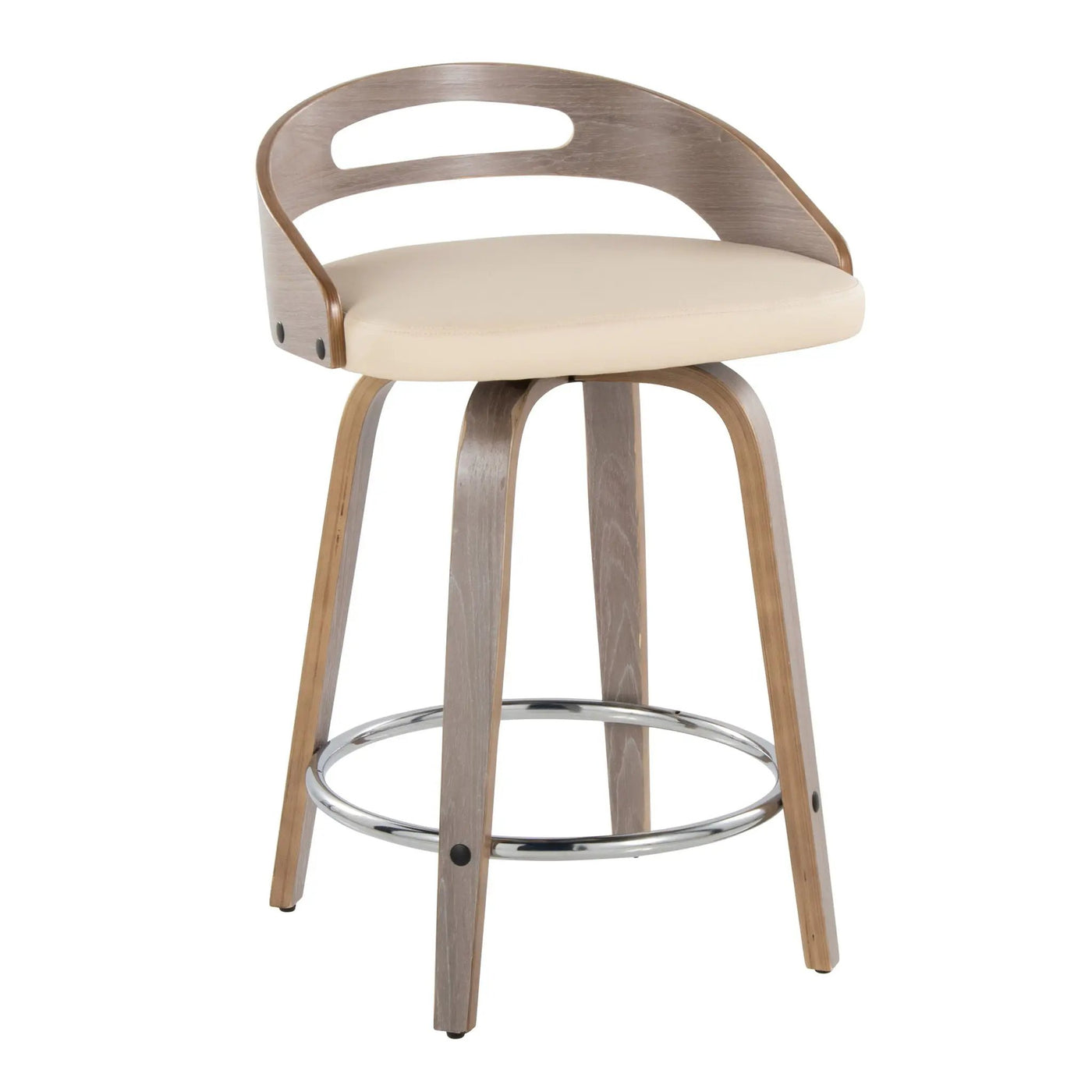 Cassis - Mid Century Modern Fixed Height Counter Stool With Swivel With Round Footrest (Set of 2) by HouseOfZazla