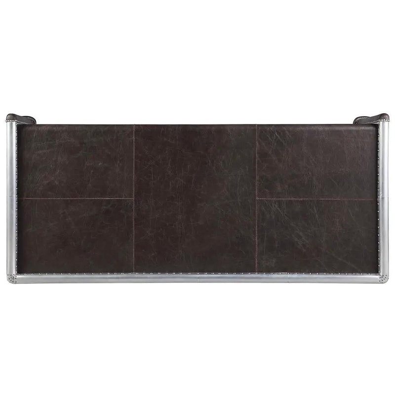 Brancaster - Executive Writing Desk - Distress Chocolate Top Grain Leather & Aluminum by Unique Piece Furniture