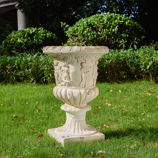 Garden Urn, Antique White, 27" H with Drainage Hole, photo 2 of 13
