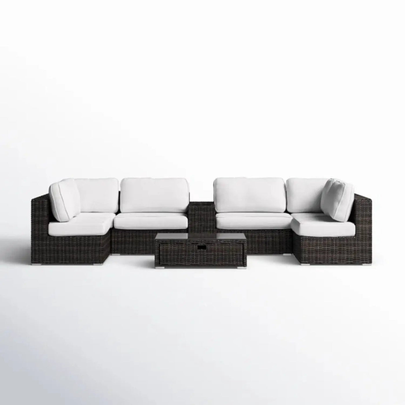 Elegant 4 Person Wicker Patio Seating Set With Cushions And Glass Top Table by Unique Piece Furniture