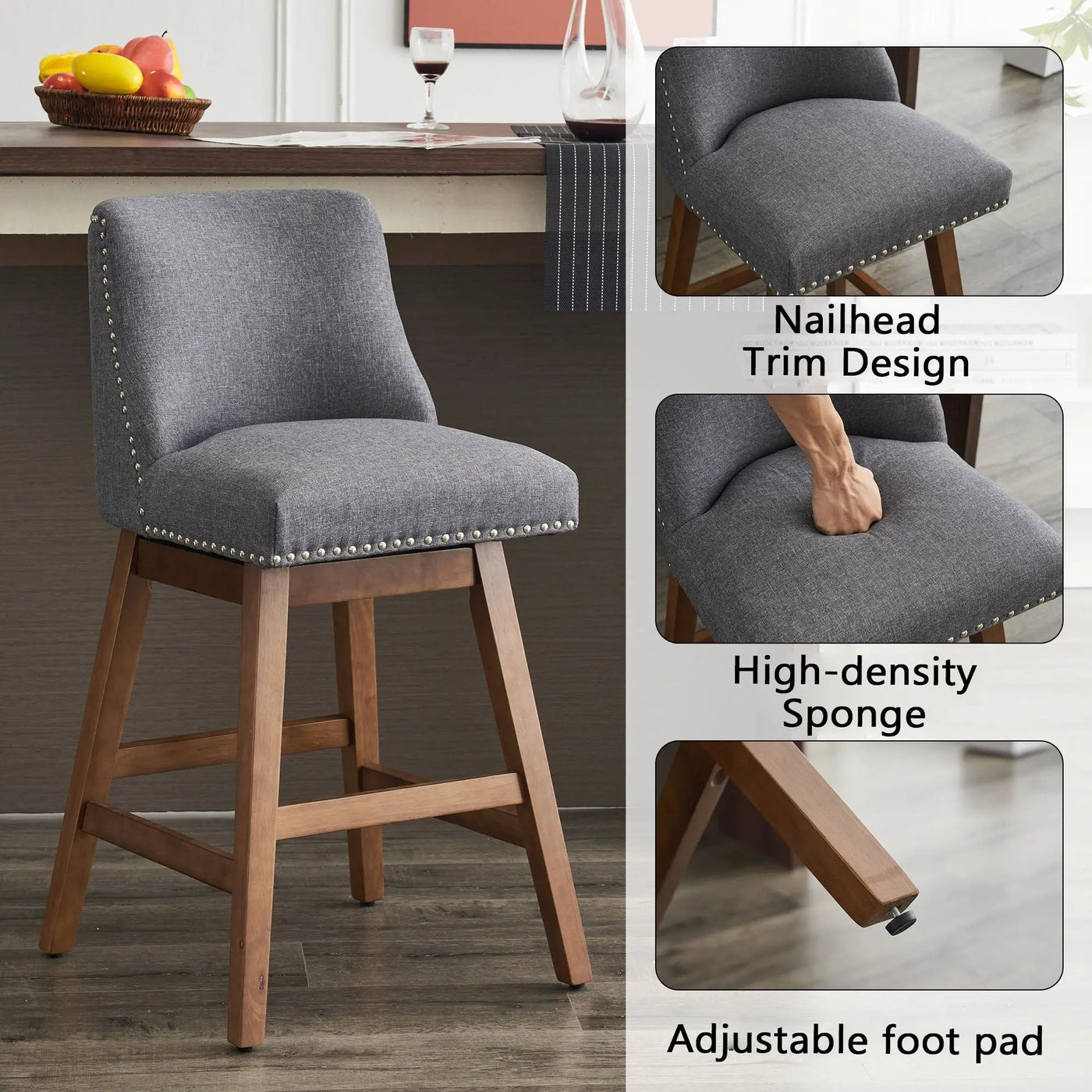 Upholstered Swivel Bar Stool by HouseOfZazla