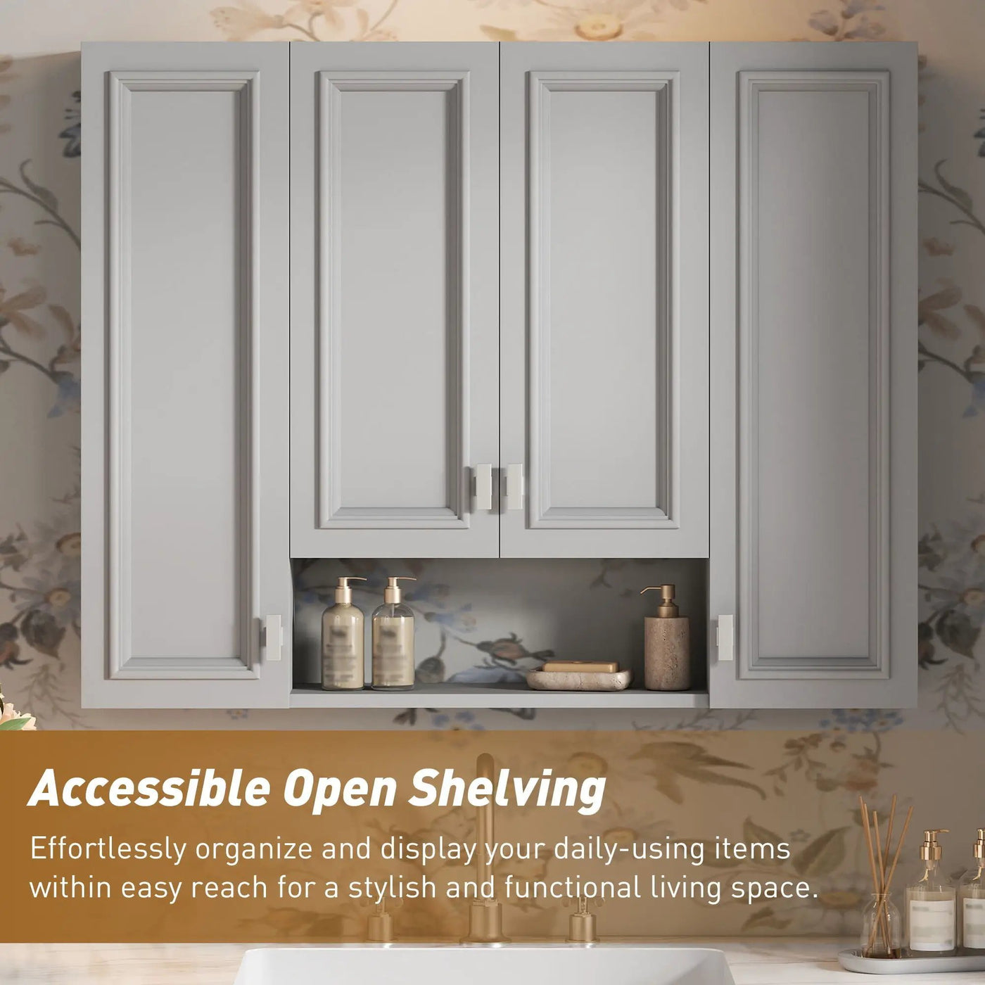 Wall Mounted Bathroom Cabinet With 5 Adjustable Shelves by HouseOfZazla