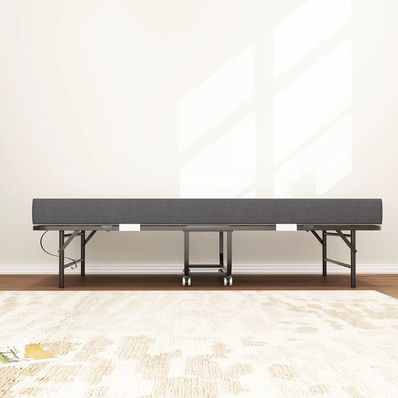 Twin Extra Long Folding Bed For Tall People, Heavy-Duty Rollaway Guest With Memory Foam Mattress - Black by HouseOfZazla