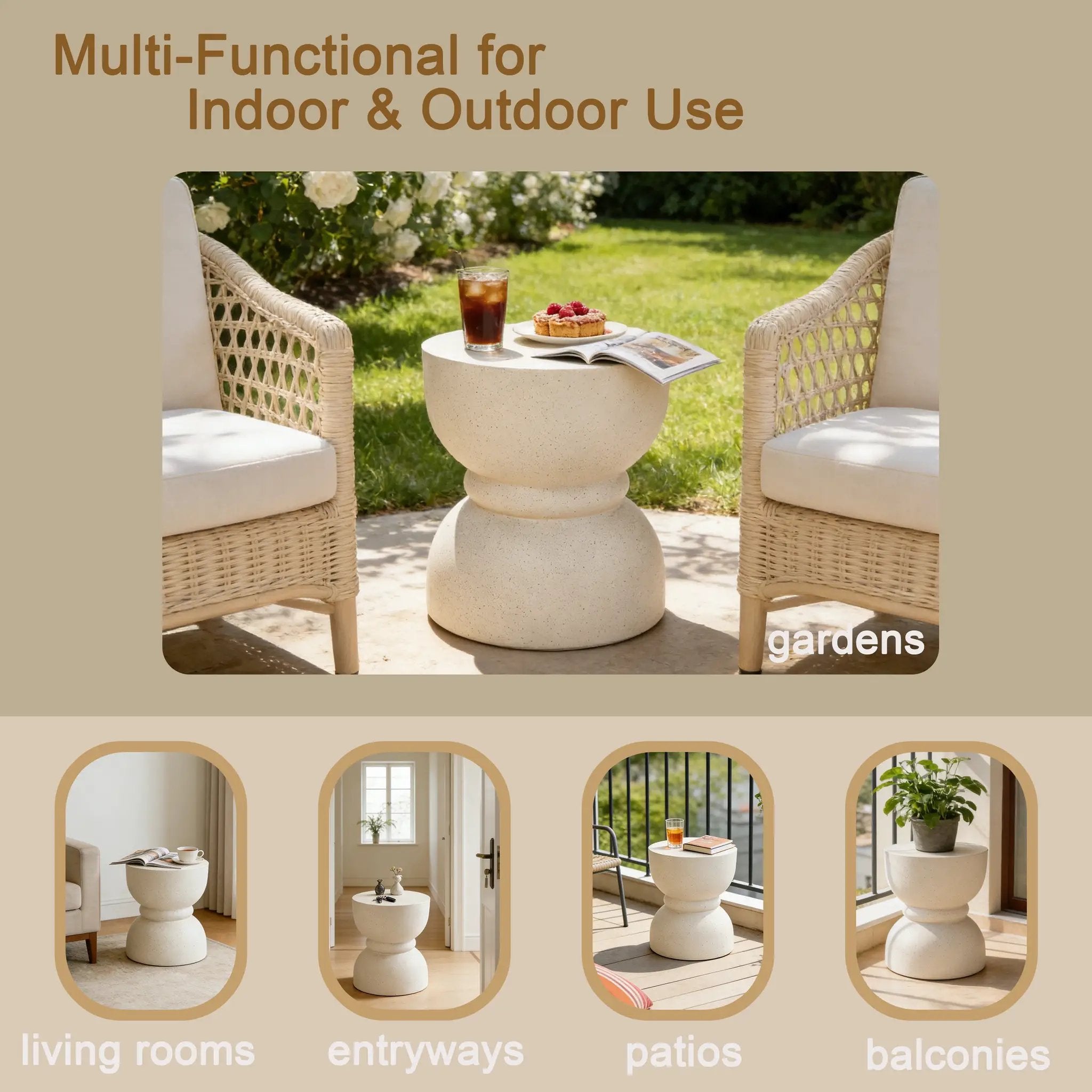 U_Style Outdoor Concrete Side Table