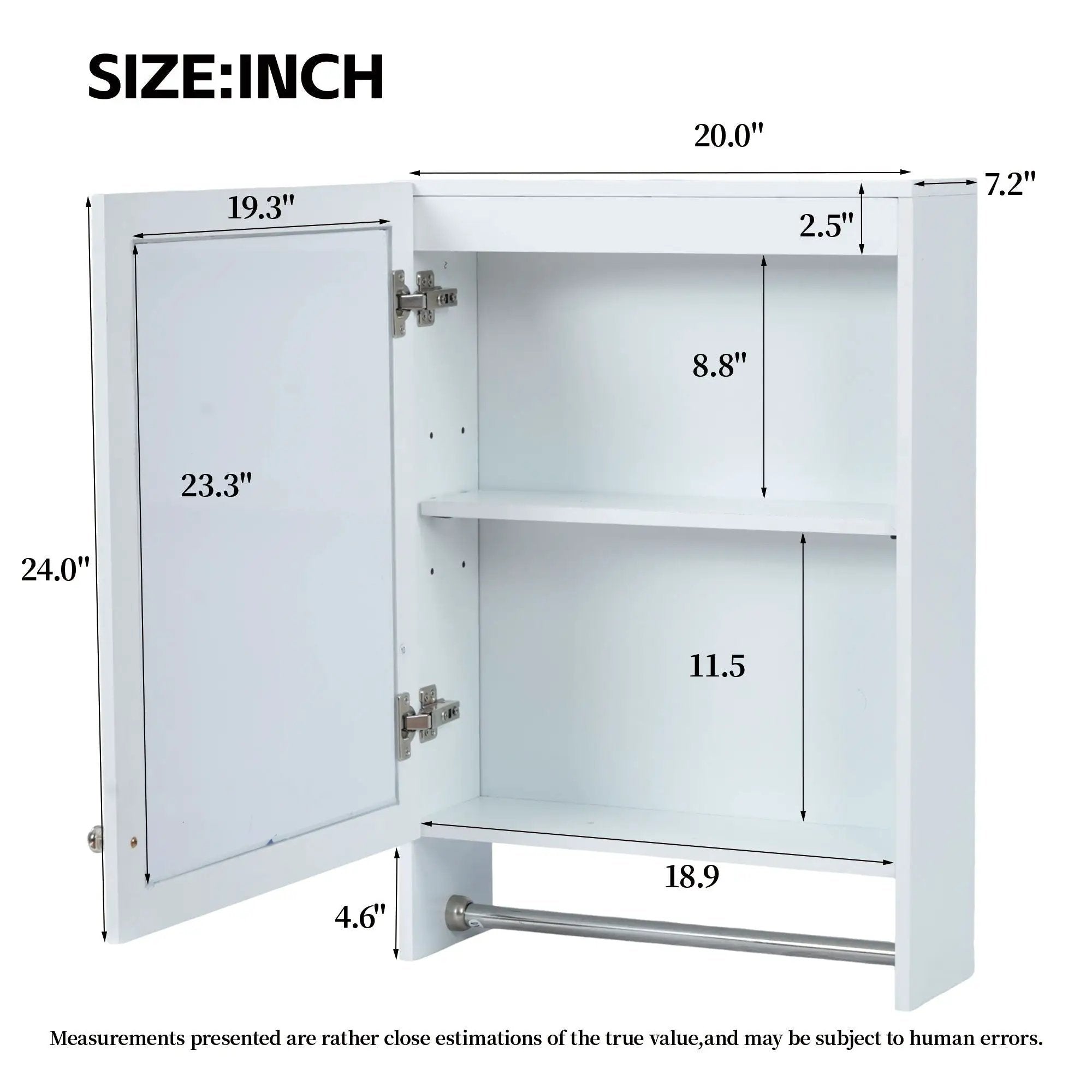 3 in 1 Wall Mounted Bathroom Mirror Cabinet with Adjustable Shelf by HouseOfZazla