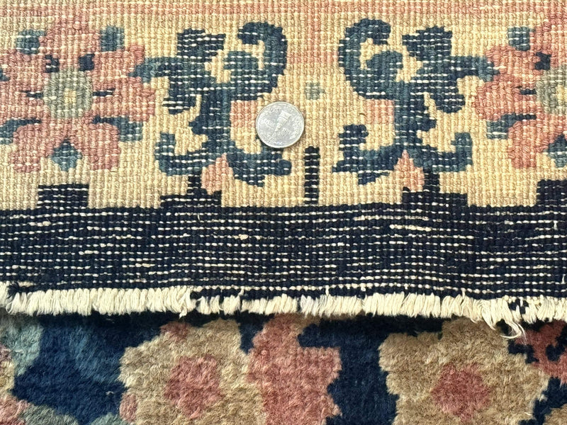 Blue and Beige Chinese Wool Rug 3x6, Chinese Fete Rug, Peking Rug, Antique Chinese Carpet by Jewel Rugs