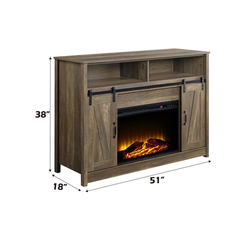 Tobias - Fireplace With Shelf Storage - Oak by HouseOfZazla