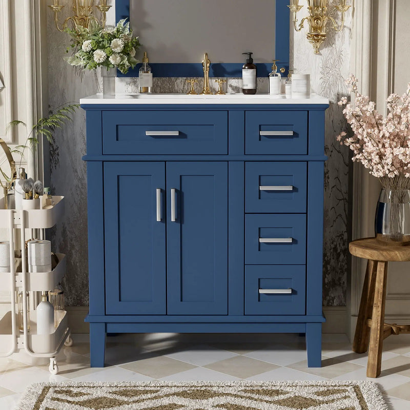Modern Bathroom Vanity With Sink, Storage Cabinet, Soft Close Doors, Deep & Standard Drawers by Unique Piece Furniture