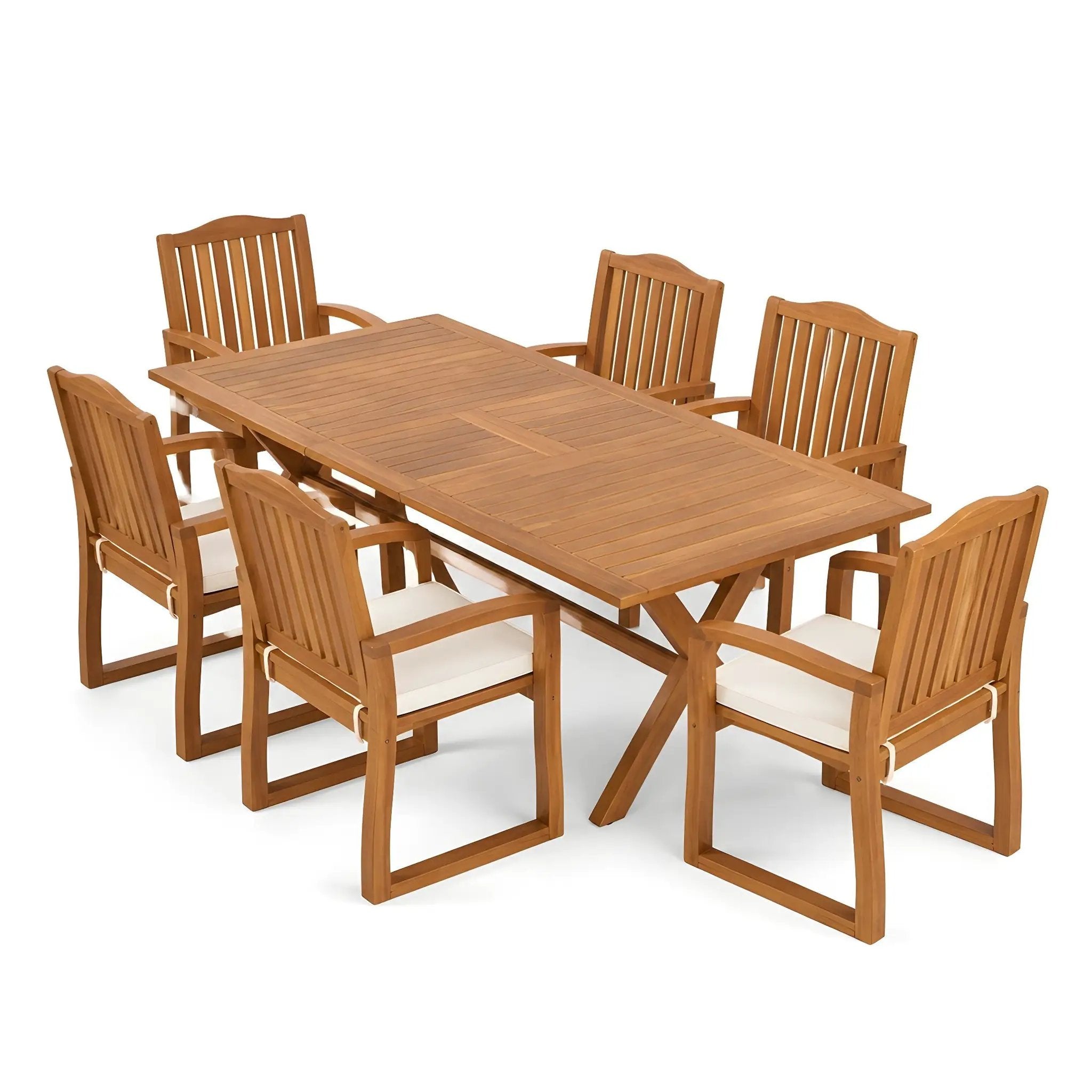 7 Pieces Acacia Wood Outdoor Dining Set by HouseOfZazla