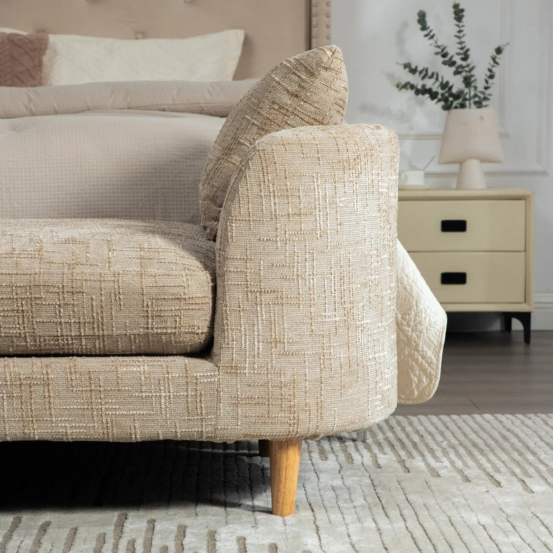 77.17" Wide Modern Upholstered End of Bed Bench with Armrests by HouseOfZazla