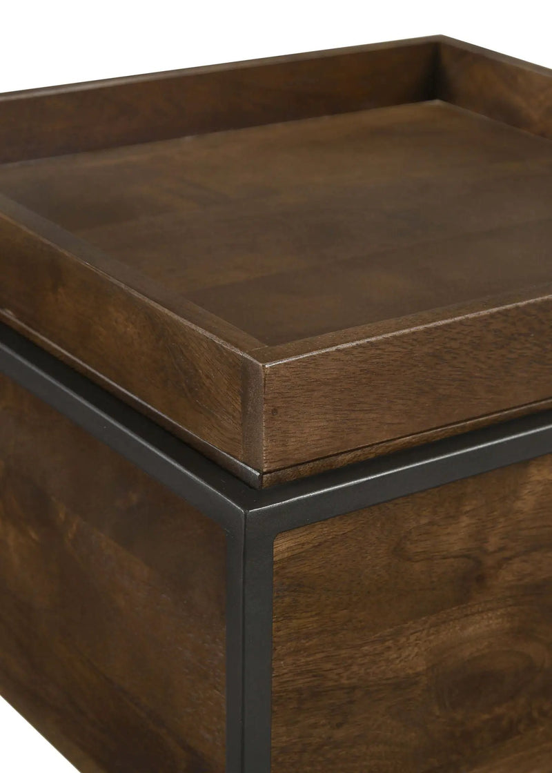 Ondrej Square Accent Side Table Removable Tray Dark Brown by Unique Piece Furniture