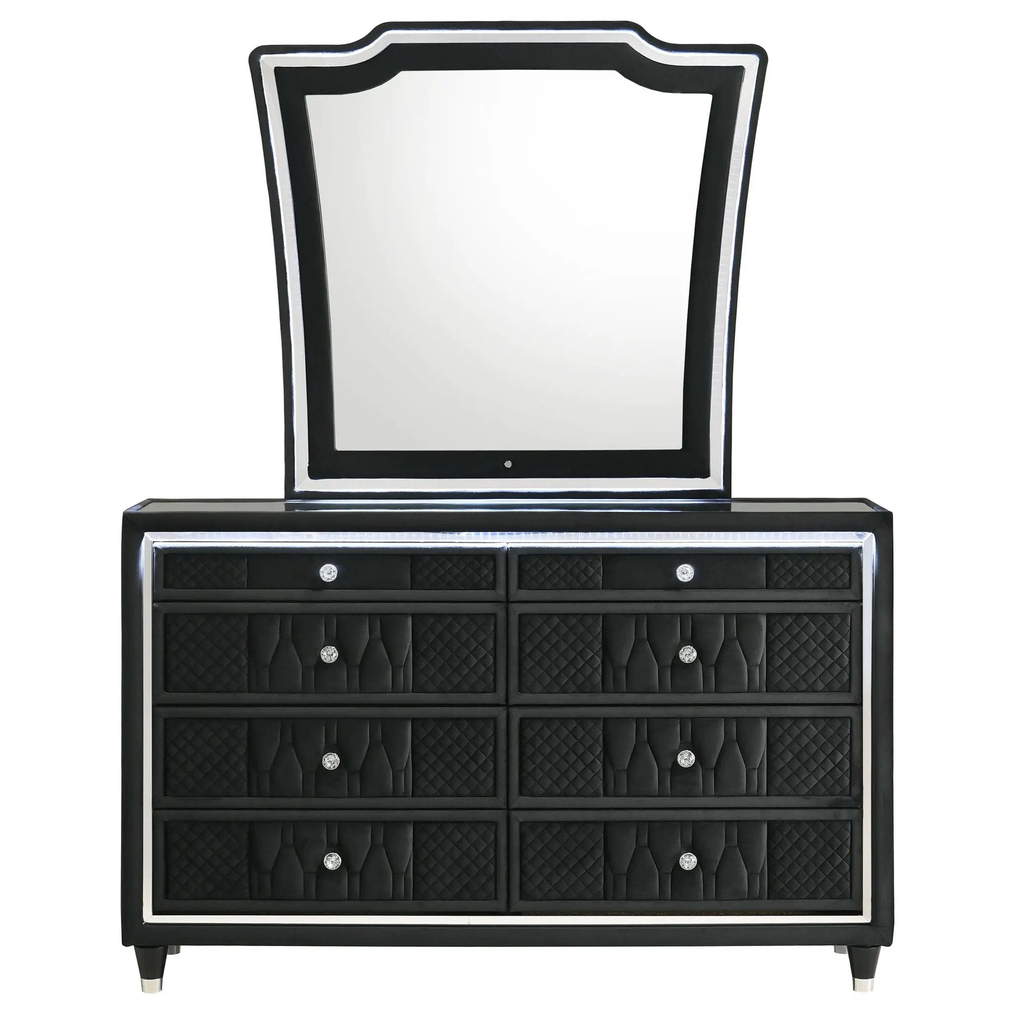 Lorient 8-drawer LED Dresser with Mirror Black by Unique Piece Furniture