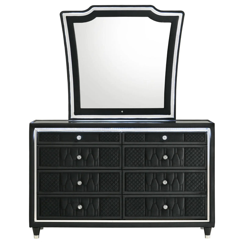 Lorient 8-drawer LED Dresser with Mirror Black by Unique Piece Furniture
