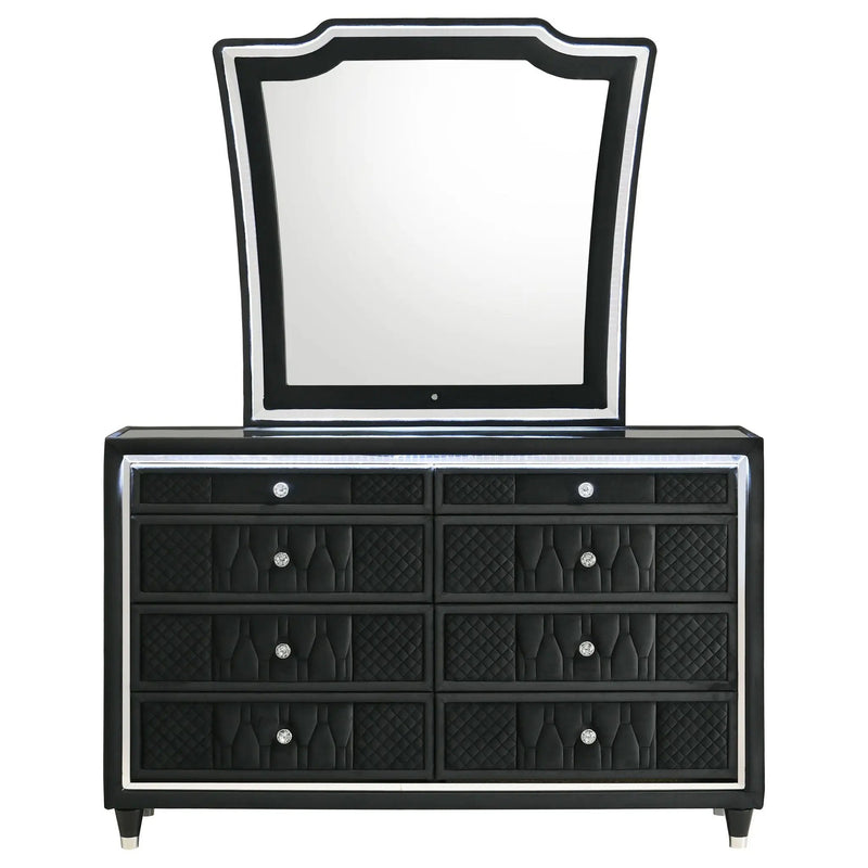 Lorient 8-drawer LED Dresser with Mirror Black by Unique Piece Furniture