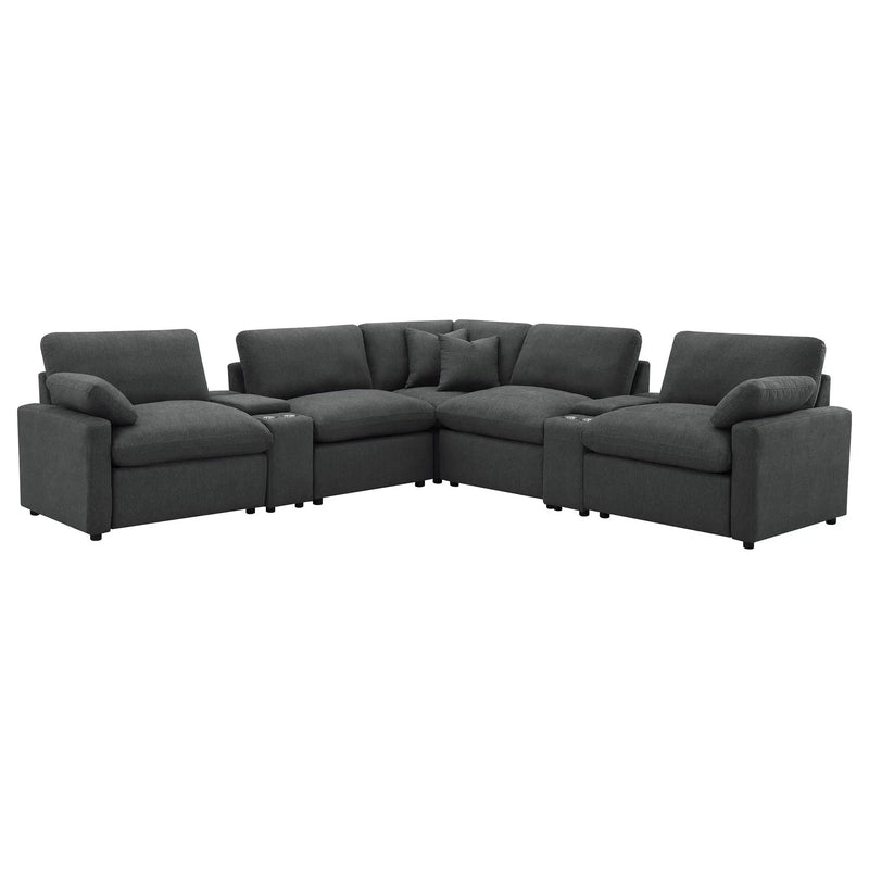 Modular Power Reclining With Lift Top Consoles, 7 Piece Configuration - Dark Gray by HouseOfZazla