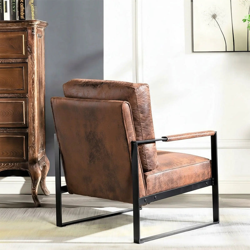 Accent Chair With Durable Square Frame, Armchair For Living Room - Brown by HouseOfZazla