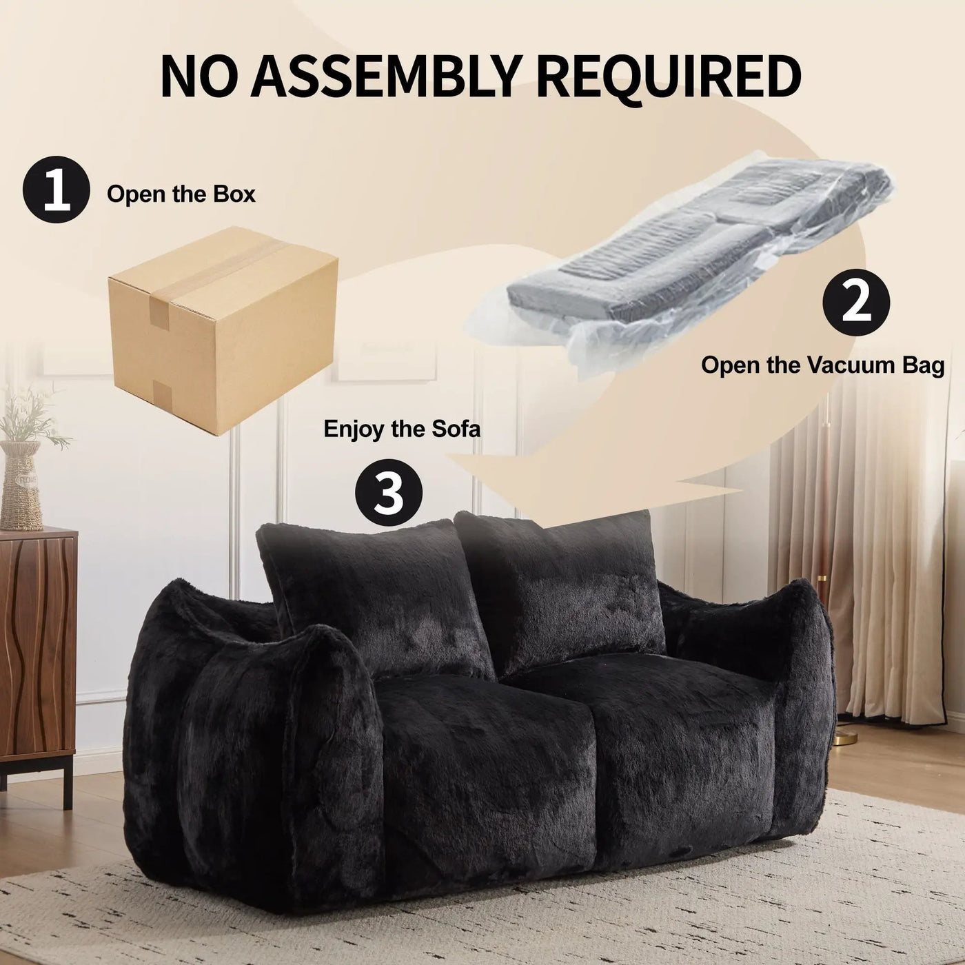 Giant Bean Bag Couch, Ultra Soft Fluffy Loveseat For Living Room by Unique Piece Furniture