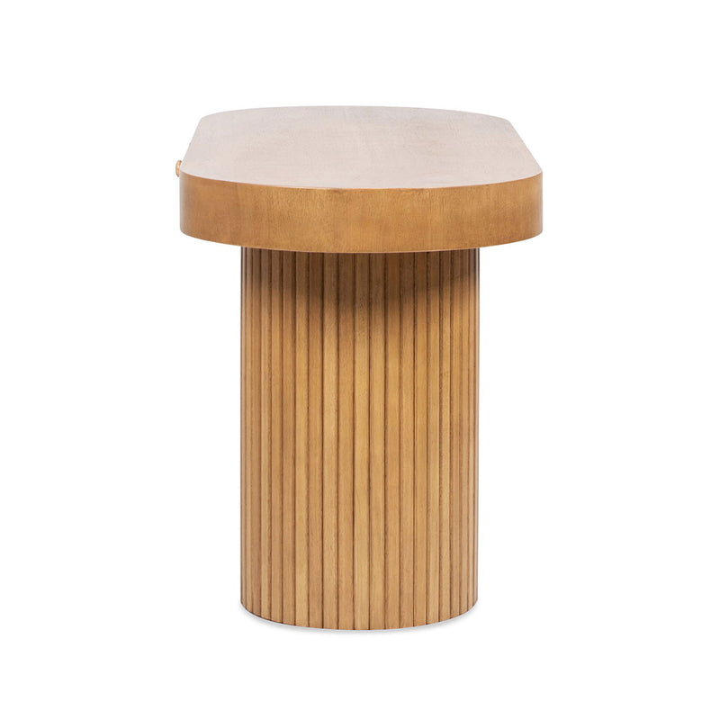 Jesse - Single Drawer Fluted Oval Console Desk - Honey Brown by HouseOfZazla