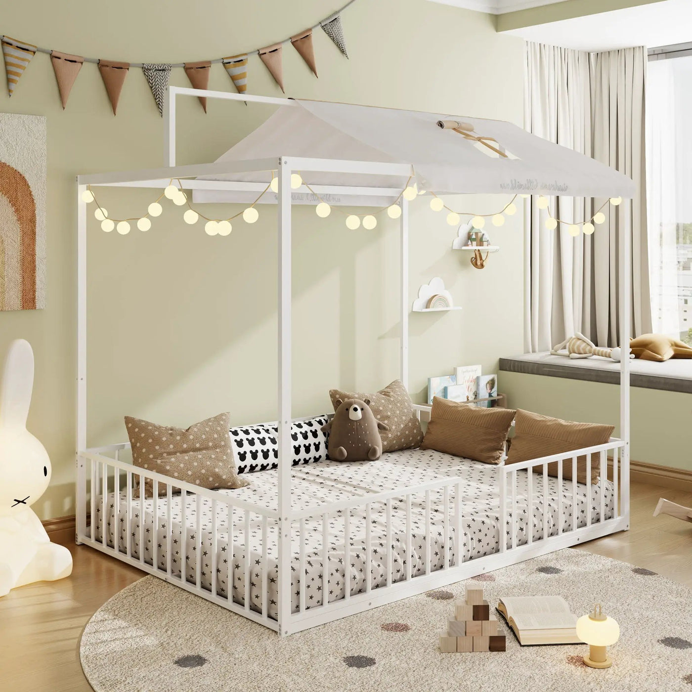 3 In 1 Convertible Montessori Floor Bed With Fenced Support by HouseOfZazla