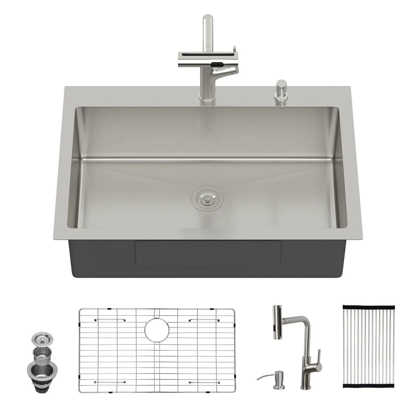 Drop-In Kitchen Sink With Pull-Out Faucet And Soap Dispenser by HouseOfZazla