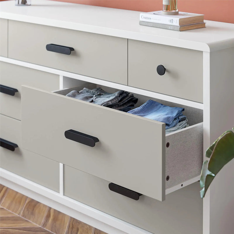Valencia - 7 Drawer Wide Dresser - Taupe by HouseOfZazla