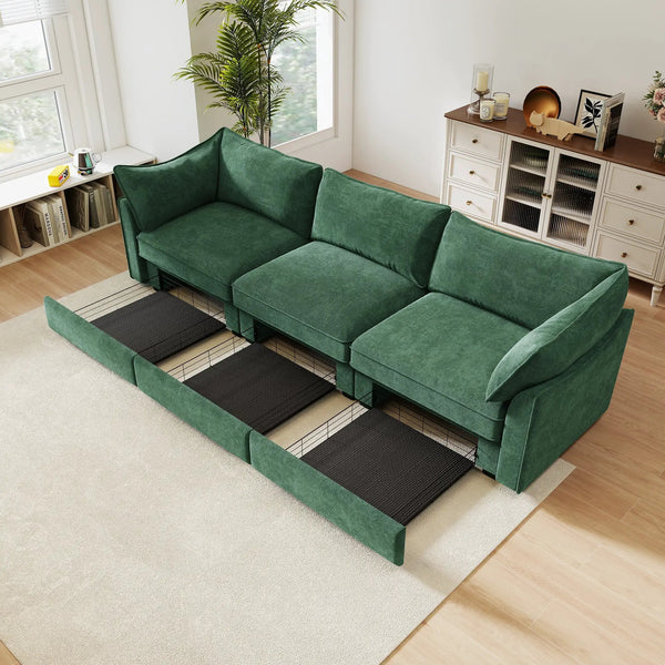 3 Seater Sofa With Storage Pull Out Drawers