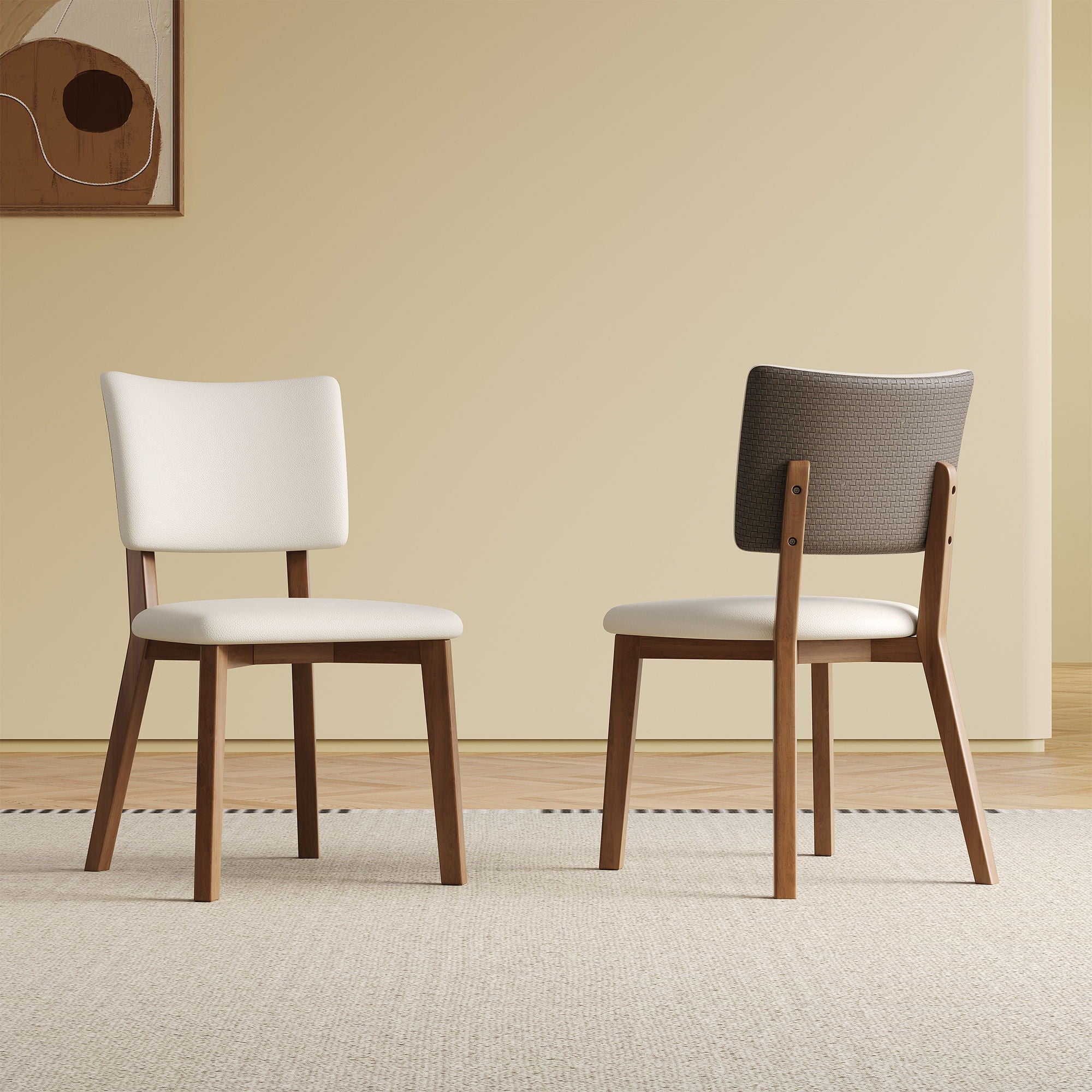 Dining Chair (Set of 2) - White / Deep Walnut by HouseOfZazla