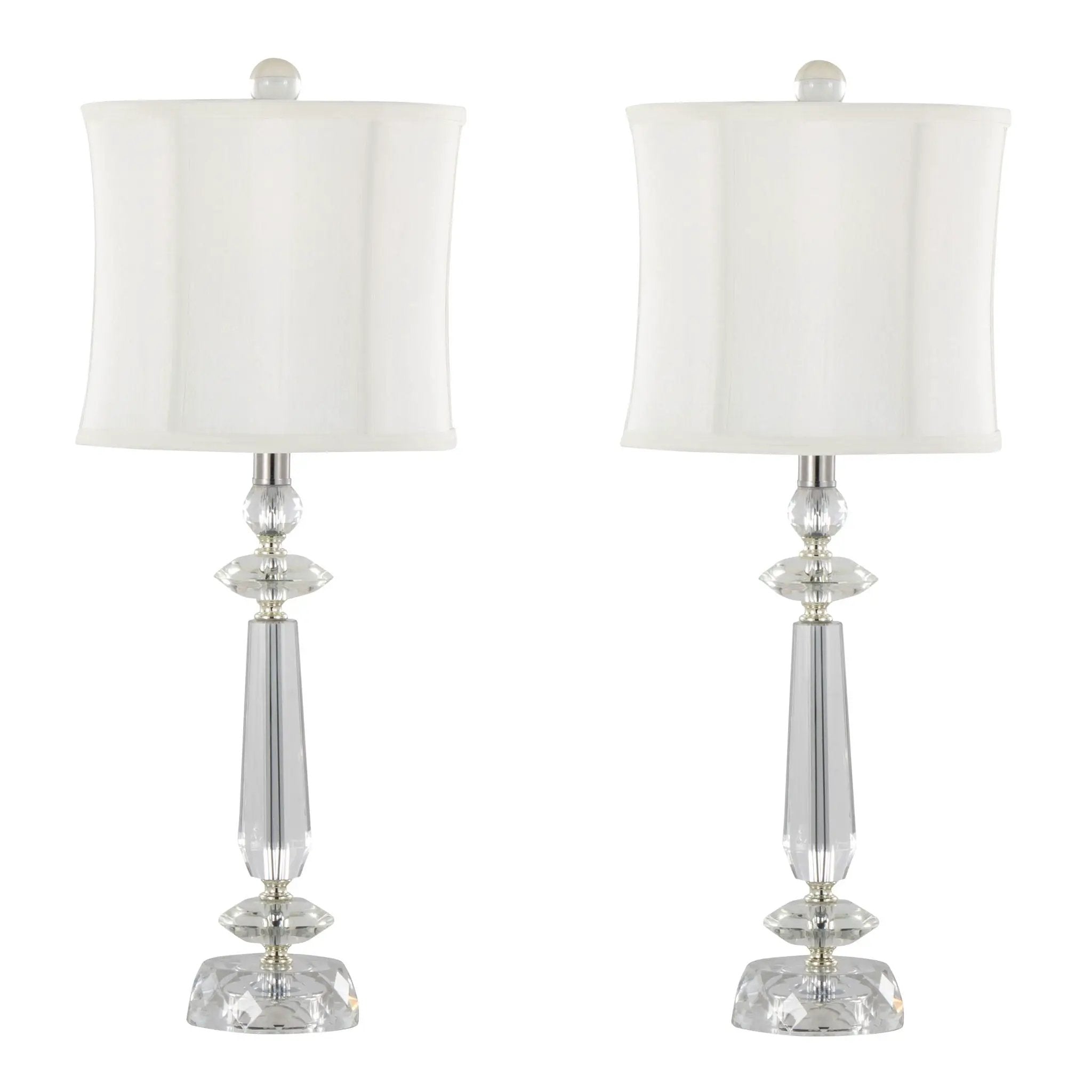Karat - Contemporary Crystal Table Lamp (Set of 2) - Clear Crystal / Chrome / White Softback by HouseOfZazla