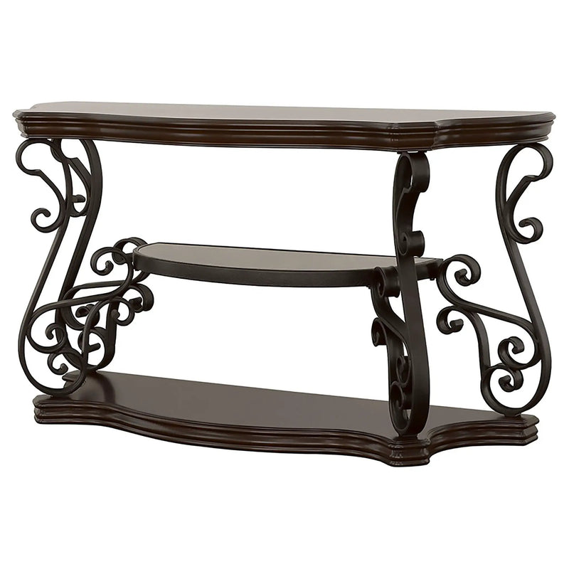 Laney Scrollwork Entryway Sofa Console Table Deep Merlot by Unique Piece Furniture
