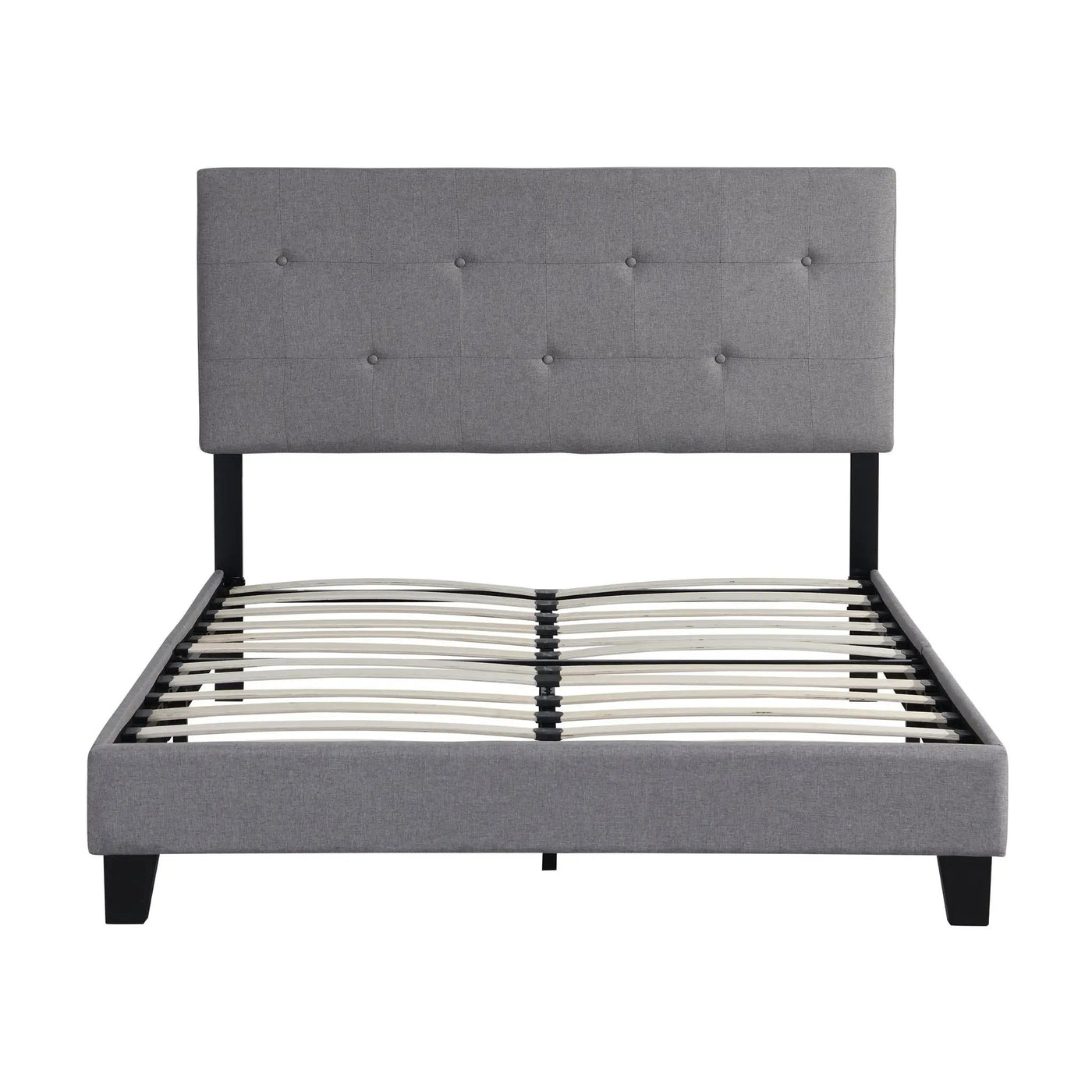 Modern Upholstered Platform Bed Frame With Button Tufted Headboard And Wood Slat Support by Unique Piece Furniture