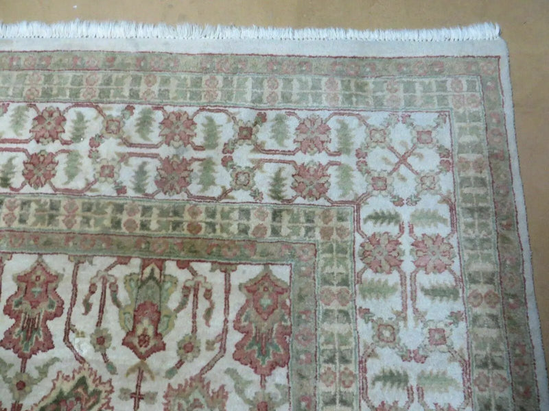 8' 5" X 12' Handmade India Agra Floral Oriental Wool Rug Tea Washed Carpet Nice by Jewel Rugs