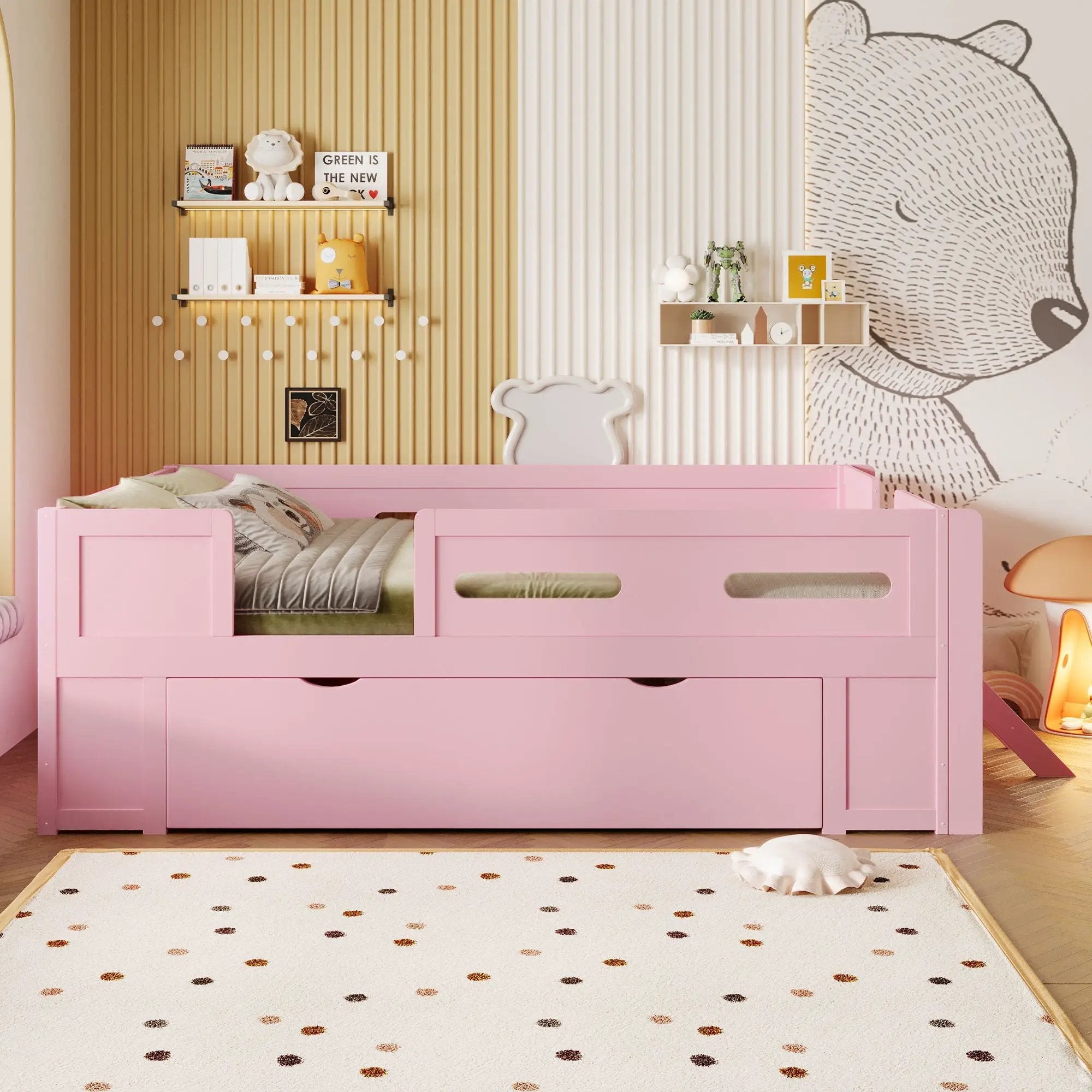 Platform Bed With Guardrail And Drawer by HouseOfZazla