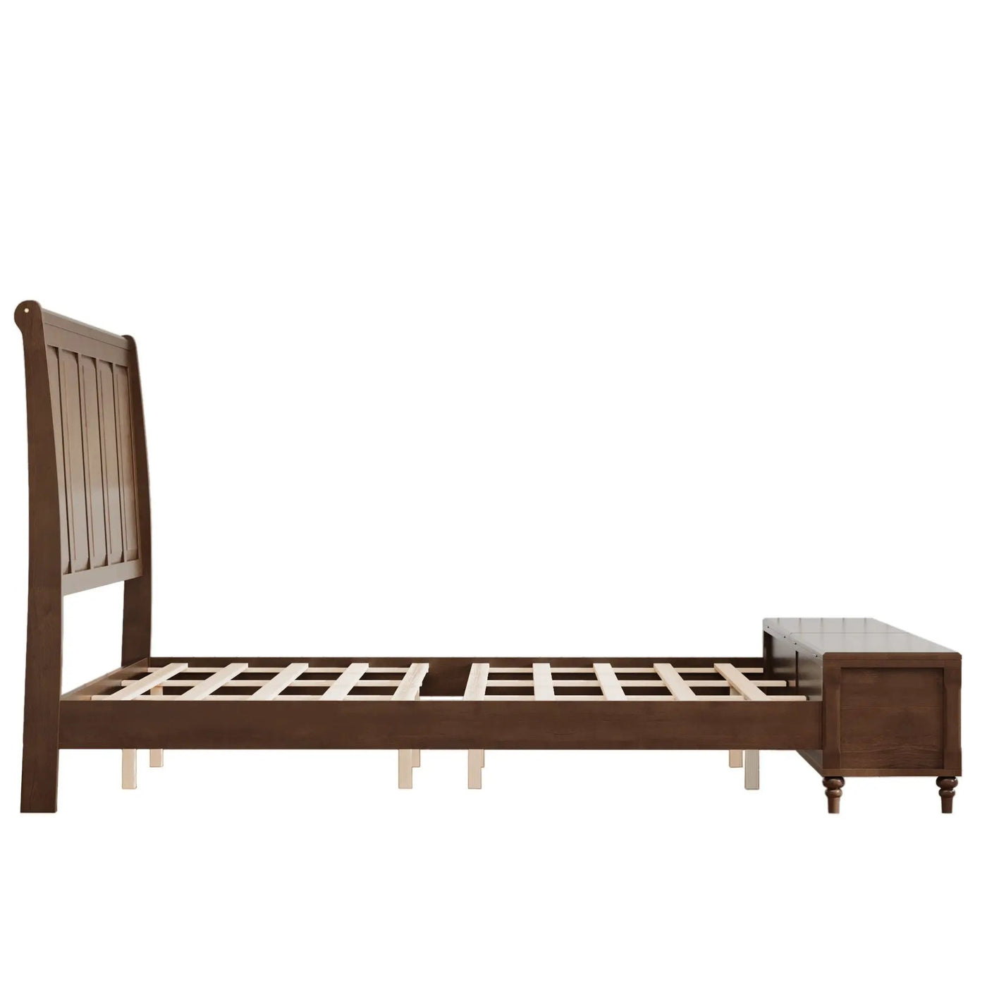 Sleigh Bed Frame With Tall Headboard And Storage Bench by HouseOfZazla