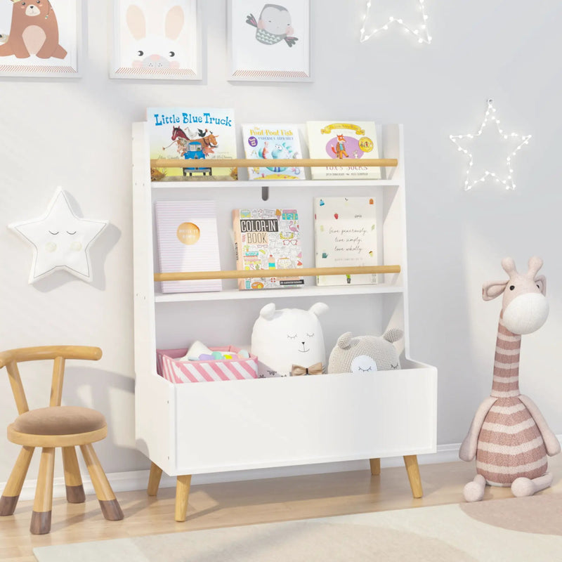 Bookshelf , Book Organizer With Toy Storage - White by Unique Piece Furniture