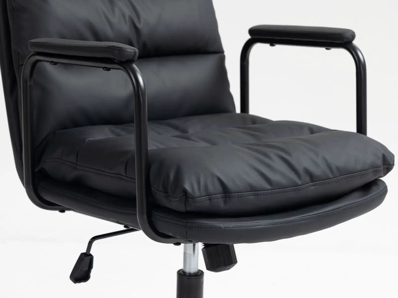 Office Chair, Mid Back Home Office Desk Task Chair With Wheels And Arms Ergonomic Computer Rolling Swivel Chair With Padded Armrest by HouseOfZazla