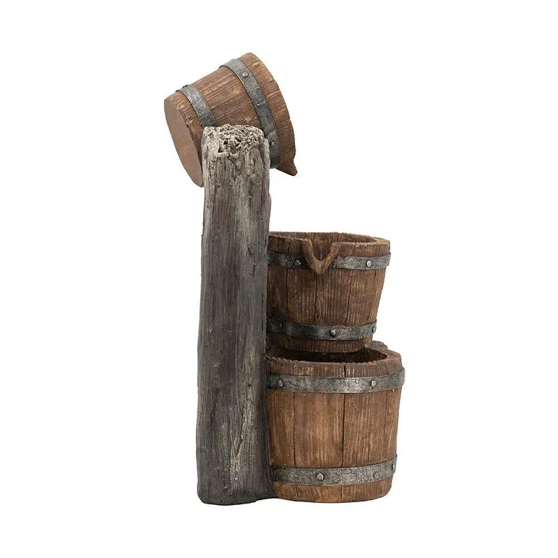 Decorative 3 Tier Bucket Fountain With Lights And Pump - Brown by Unique Piece Furniture