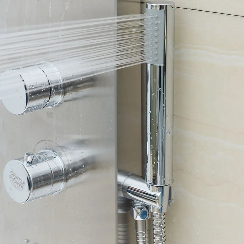 57 Inch Stainless Steel Shower Panel with12 x 8 Head Shower by DirectDeals