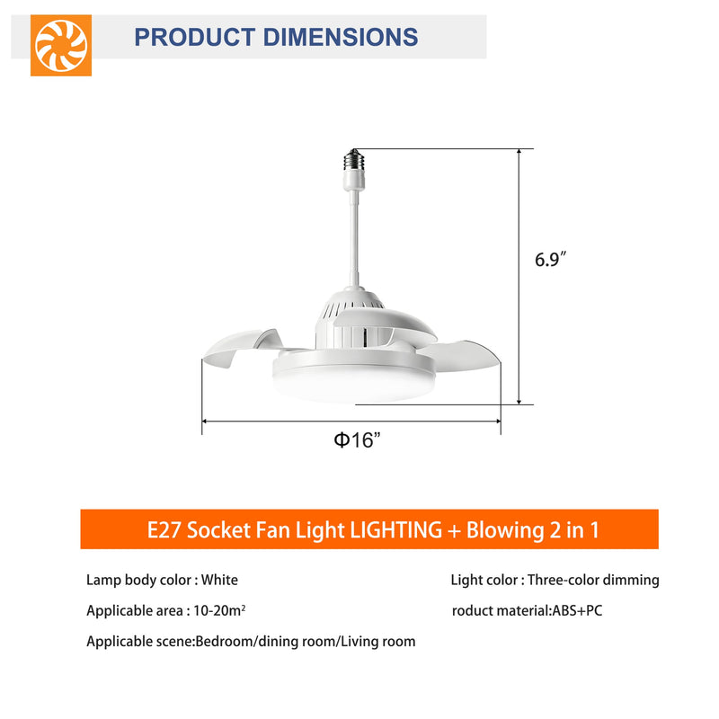 Bulb-Type Small Ceiling Fan with Retractable Blades and Remote Control by HouseOfZazla